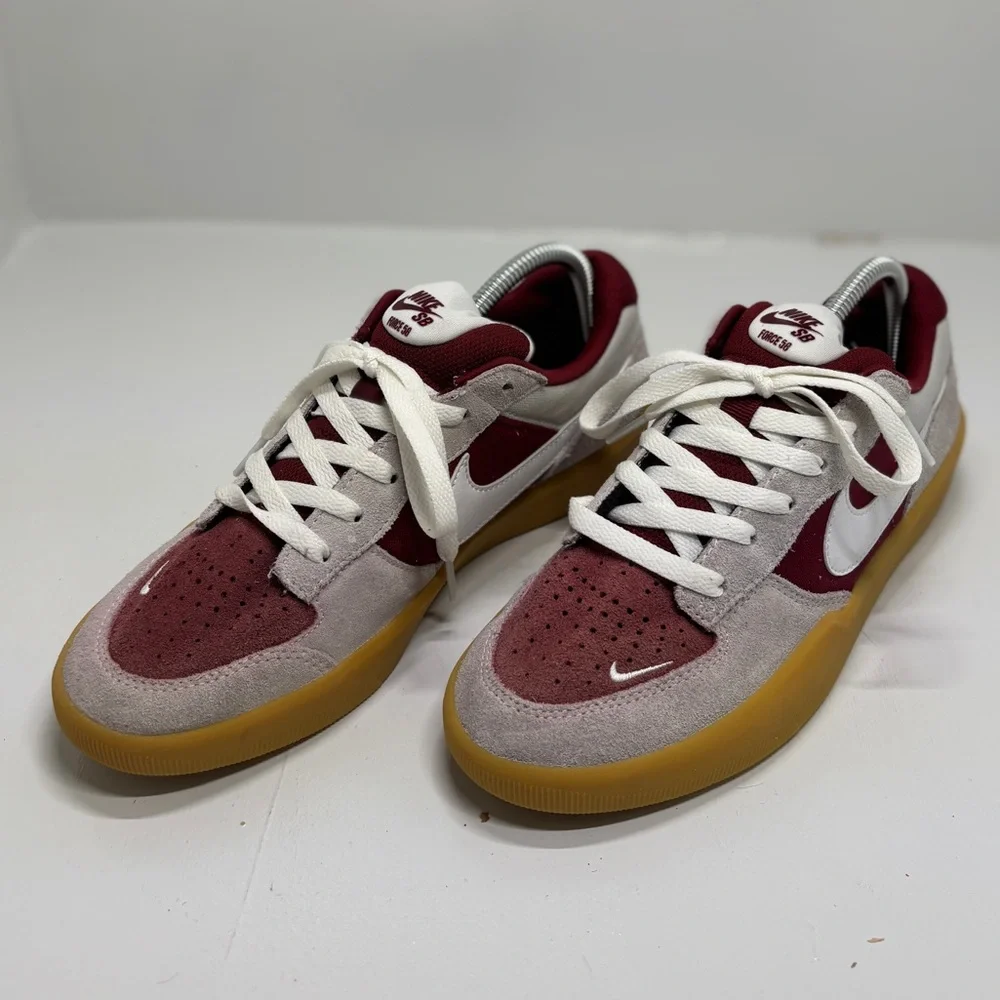 Nike SB Force 58 Red White Gum Sole Suede Sneakers Men’s 8.5 Skate Shoes - Picture 2 of 15